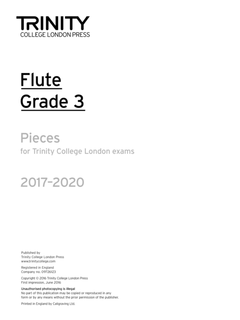 Trinity College London: Flute Exam Pieces Grade 3 2017-2020 (part only), Sheet music Book