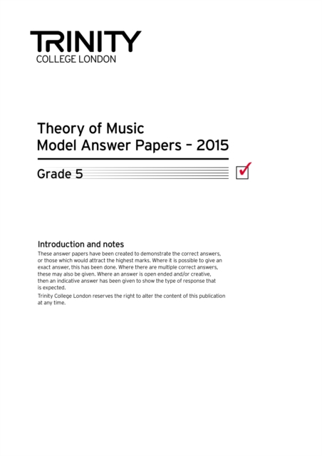 Trinity College London Theory Model Answers Paper (2015) Grade 5, Paperback / softback Book