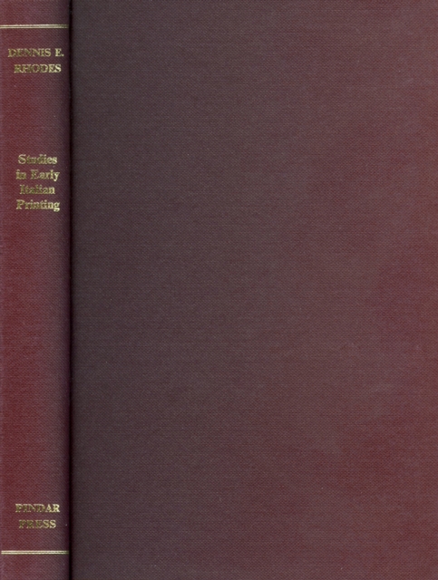 Studies in Early Italian Printing : Selected Studies, Hardback Book