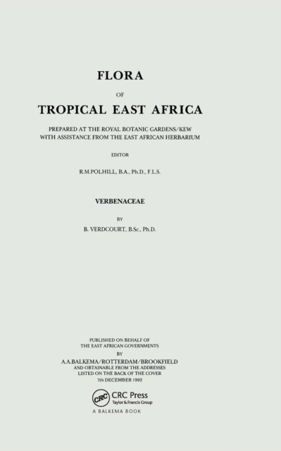 Flora of Tropical East Africa - Verbenaceae (1992), EPUB eBook