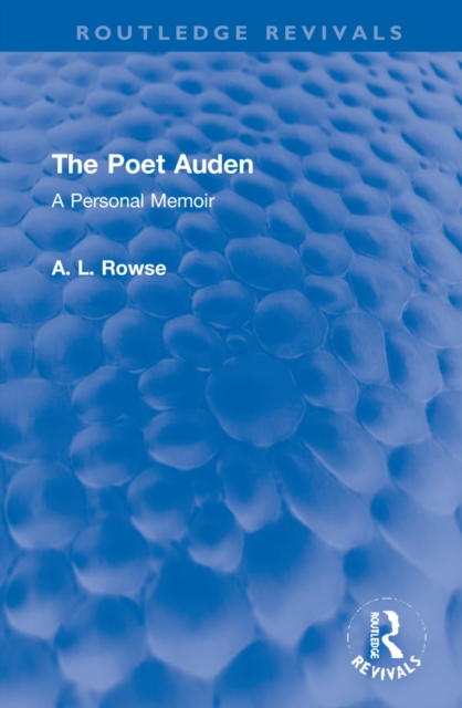 The Poet Auden : A Personal Memoir, Hardback Book