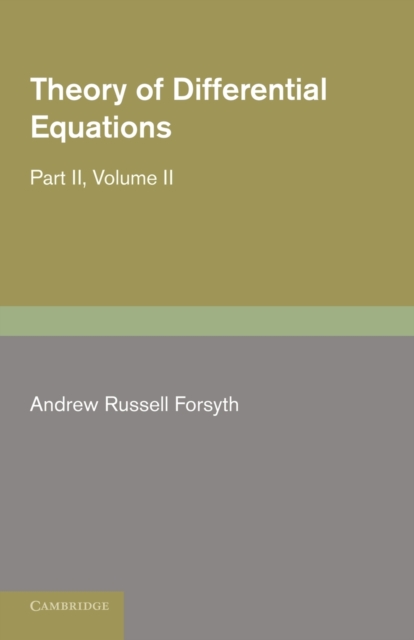 Theory of Differential Equations : Ordinary Equations, Not Linear, Paperback / softback Book