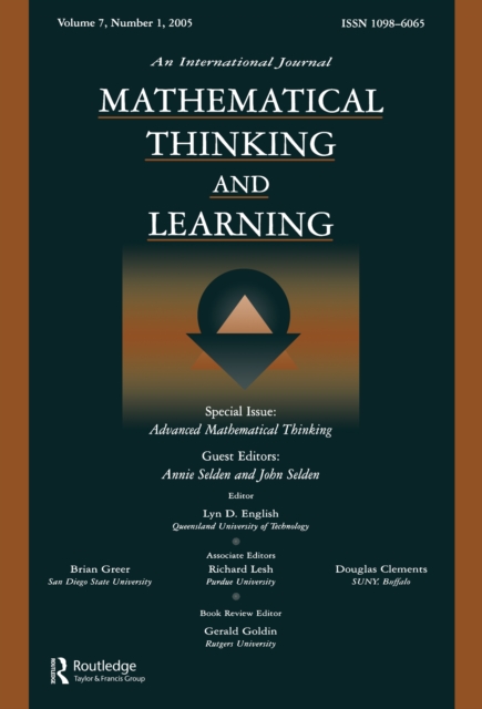 Advanced Mathematical Thinking : A Special Issue of Mathematical Thinking and Learning, EPUB eBook