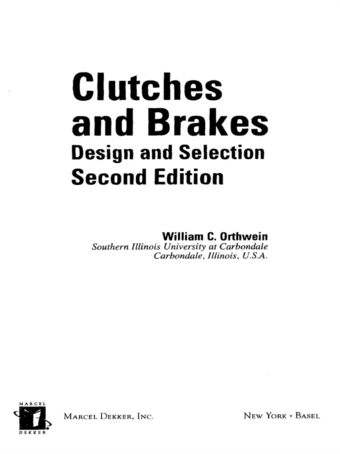 Clutches and Brakes : Design and Selection, PDF eBook