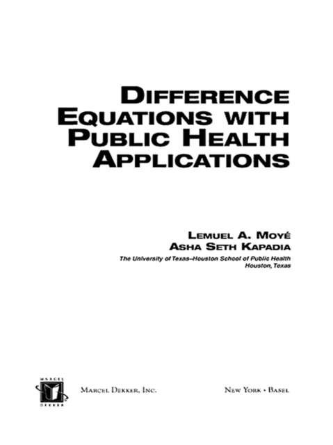 Difference Equations with Public Health Applications, EPUB eBook