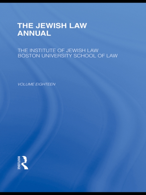 The Jewish Law Annual Volume 18, PDF eBook