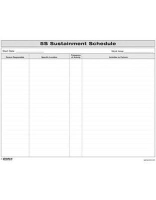 5S Sustainment Schedule, Loose-leaf Book