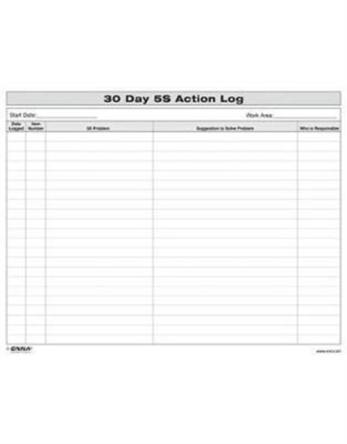 5S: 30 Day Action Log, Loose-leaf Book