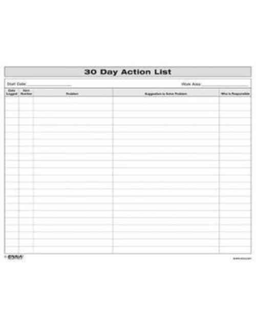 30 Day Action List, Loose-leaf Book