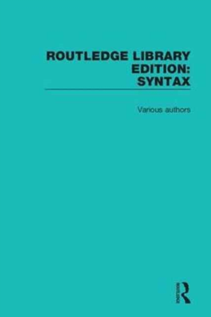 Routledge Library Editions: Syntax, Multiple-component retail product Book