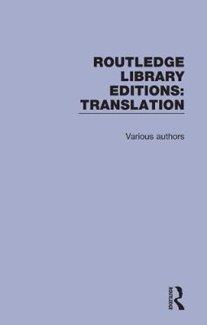 Routledge Library Editions: Translation, Multiple-component retail product Book