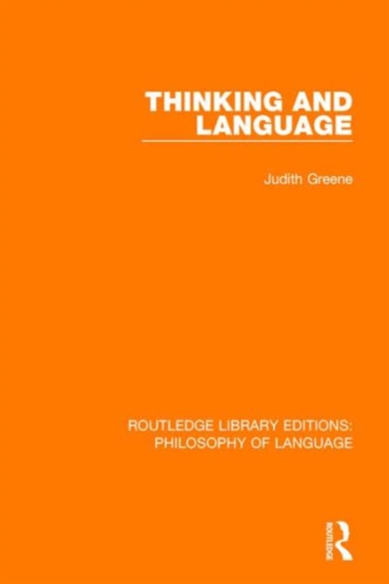 Thinking and Language, Hardback Book