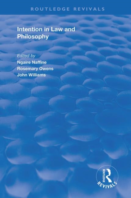 Intention in Law and Philosophy, Hardback Book