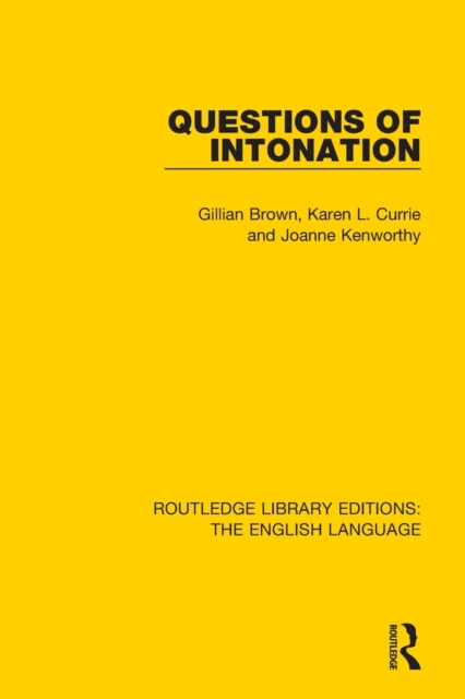 Questions of Intonation, Paperback / softback Book