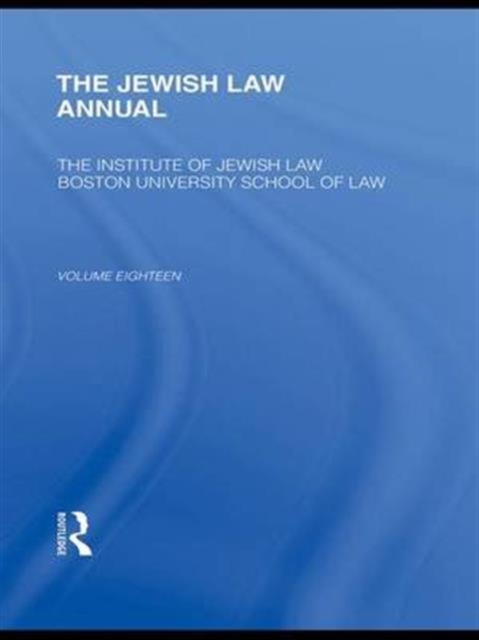 The Jewish Law Annual Volume 18, Paperback / softback Book
