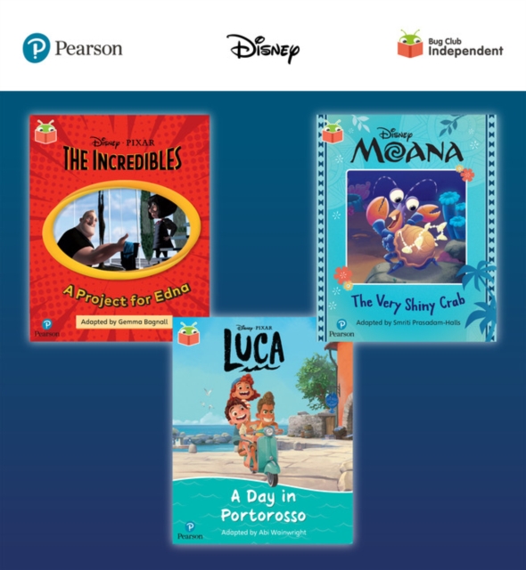 Pearson Bug Club Disney Year 1 Pack A, including decodable phonics readers for phase 5: Finding The Incredibles: A Project for Edna, Moana: The Very Shiny Crab, Luca: A Day in Portorosso, Multiple-component retail product Book