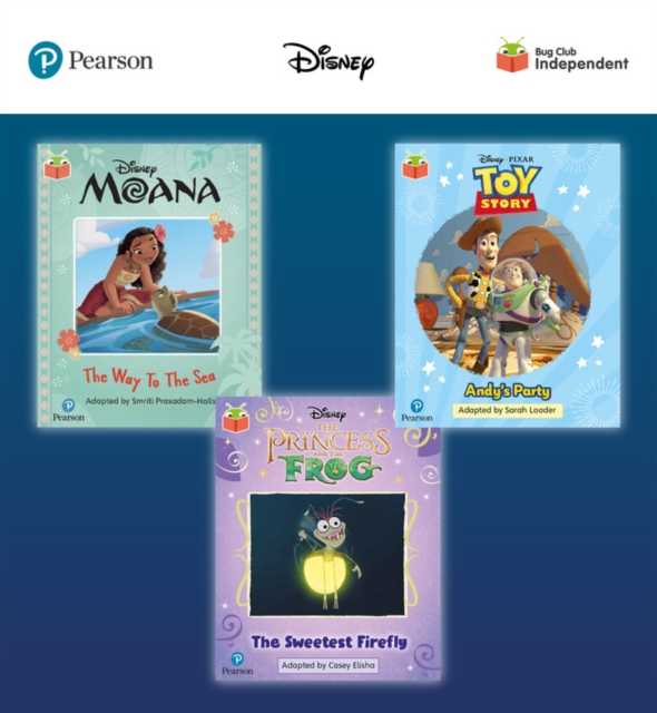 Pearson Bug Club Disney Year 1 Pack E, including decodable phonics readers for phase 5; Moana: The Way to the Sea, Toy Story: Andy's Party, The Princess and the Frog: The Sweetest Firefly, Multiple-component retail product Book
