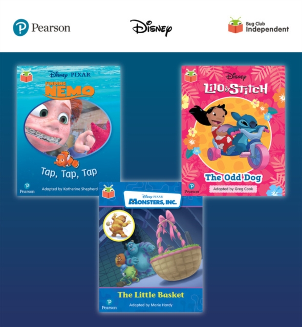 Pearson Bug Club Disney Reception Pack D, including decodable phonics readers for phases 2 to 4: Finding Nemo: Tap, Tap, Tap!, Lilo and Stitch: The Odd Dog, Monsters, Inc: The Little Basket, Multiple-component retail product Book