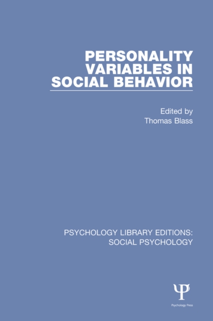 Personality Variables in Social Behavior, EPUB eBook