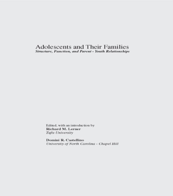 Adolescents and Their Families : Structure, Function, and Parent-Youth Relations, EPUB eBook