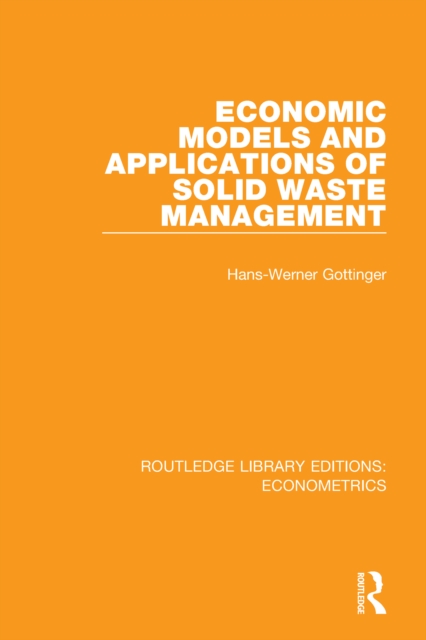 Economic Models and Applications of Solid Waste Management, EPUB eBook