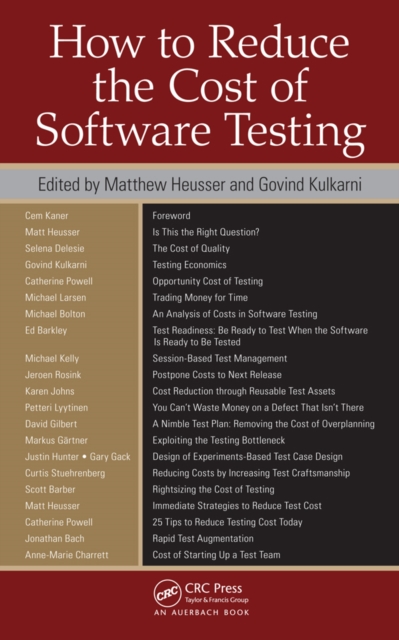 How to Reduce the Cost of Software Testing, EPUB eBook