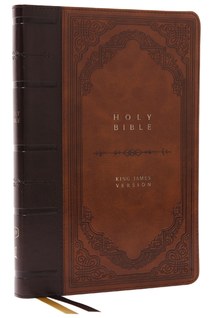 KJV Holy Bible: Giant Print Thinline Bible, Brown Leathersoft, Red Letter, Comfort Print: King James Version (Vintage Series), Leather / fine binding Book