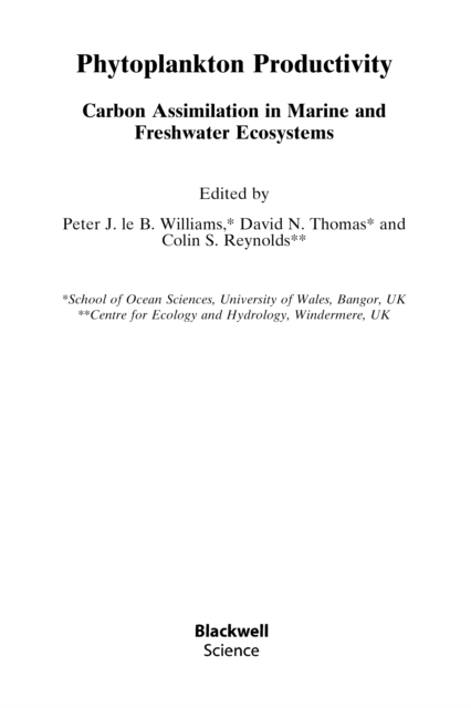 Phytoplankton Productivity : Carbon Assimilation in Marine and Freshwater Ecosystems, PDF eBook