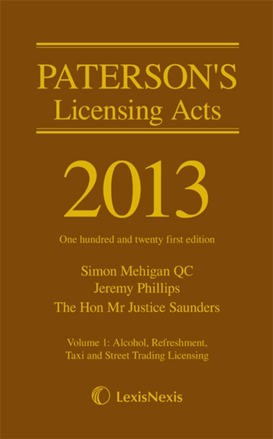 Paterson's Licensing Acts 2013, Mixed media product Book