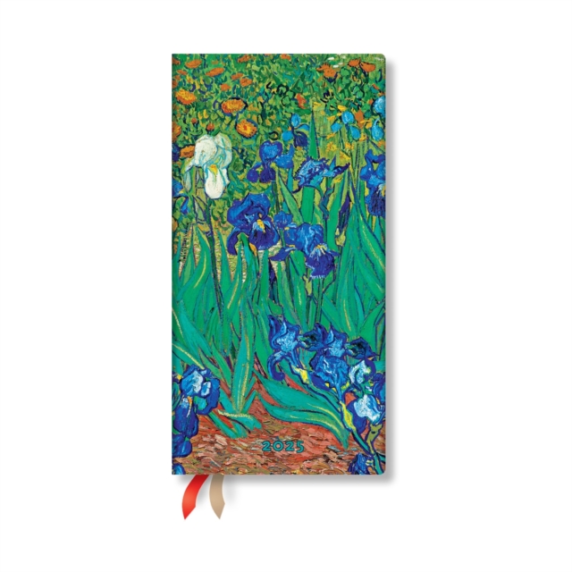 Van Gogh’s Irises Slim 12-month Horizontal Hardback Dayplanner 2025 (Elastic Band Closure), Hardback Book