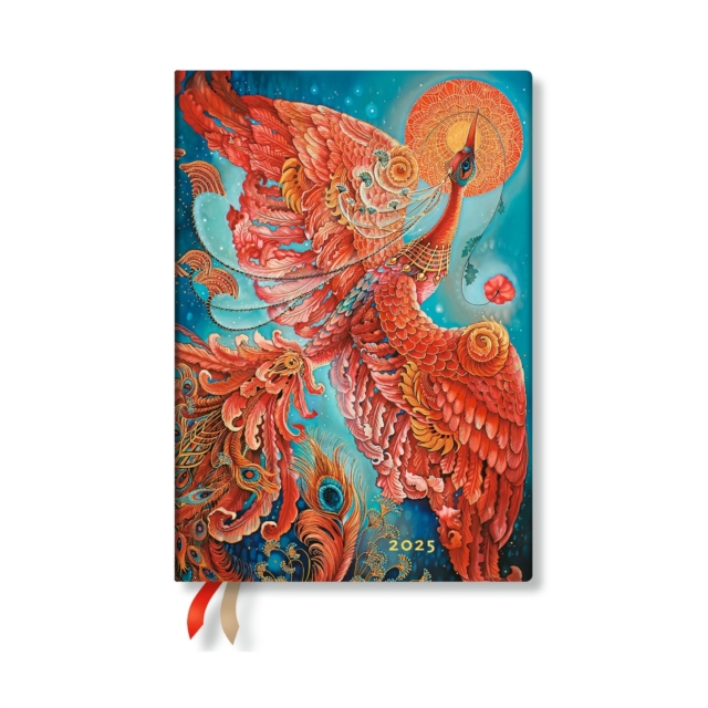 Firebird (Birds of Happiness) Midi 12-month Day-at-a-time Softcover Flexi Dayplanner 2025 (Elastic Band Closure), Paperback / softback Book