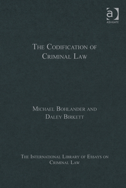 The Codification of Criminal Law, Hardback Book