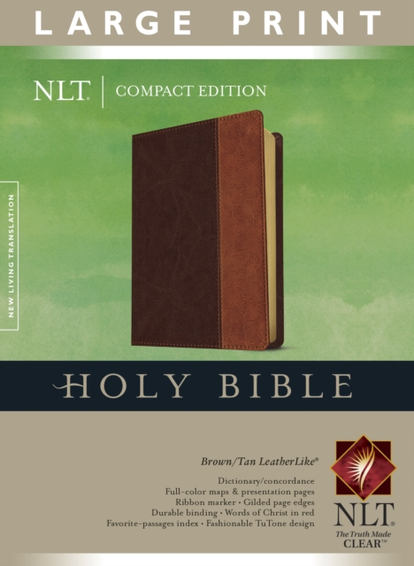 NLT Compact Edition Bible Large Print Tutone Brown/Tan, Leather / fine binding Book