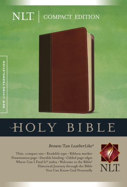 NLT Compact Bible Tutone Brown/Tan, Leather / fine binding Book