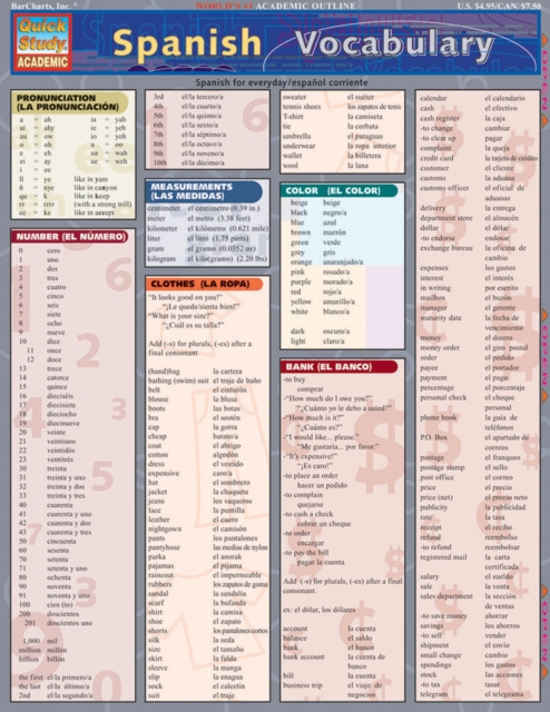 Spanish Vocabulary : a QuickStudy Laminated Reference Guide, EPUB eBook