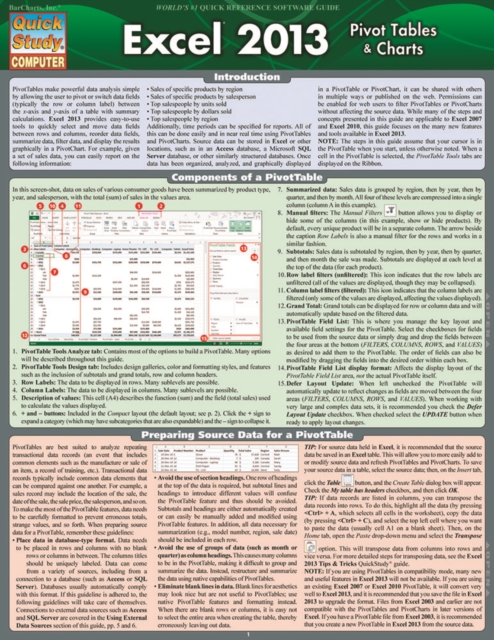 Excel 2013 Pivot Tables &Charts, PDF eBook