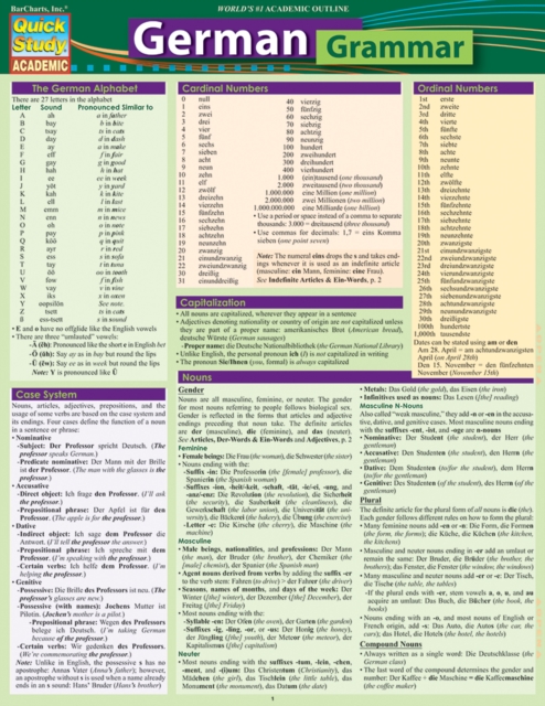 German Grammar : QuickStudy Reference Guide, PDF eBook