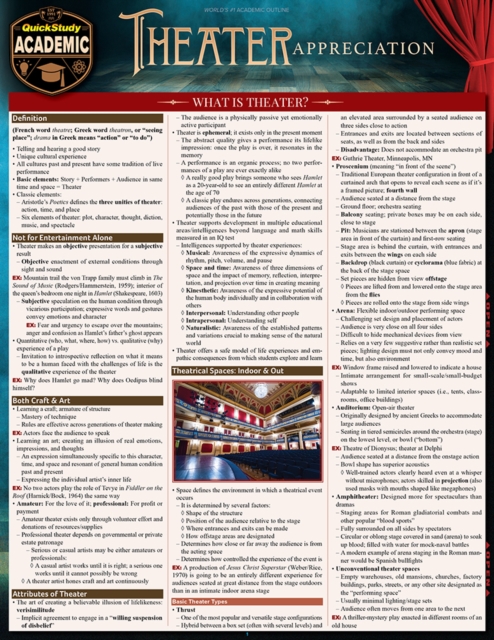 Theater Appreciation : QuickStudy Laminated Reference Guide, PDF eBook