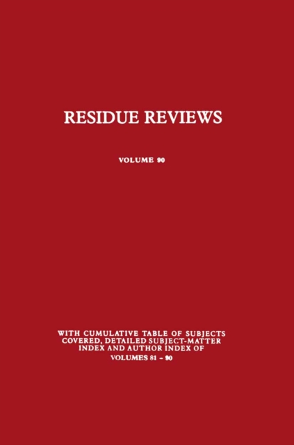 Residue Reviews : Residues of Pesticides and Other Contaminants in the Total Environment, PDF eBook