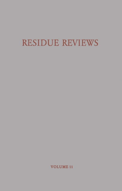 Residue Reviews/Ruckstandsberichte, PDF eBook