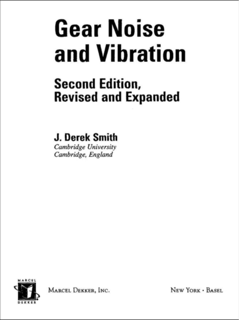 Gear Noise and Vibration, PDF eBook