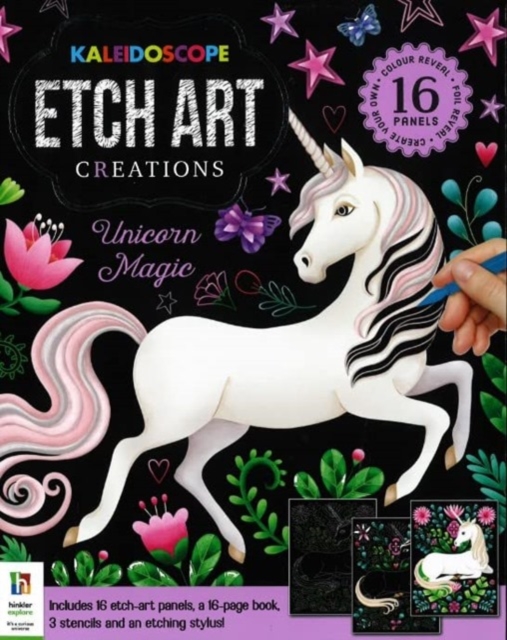 Kaleidoscope Etch Art Creations Unicorn Magic, Kit Book