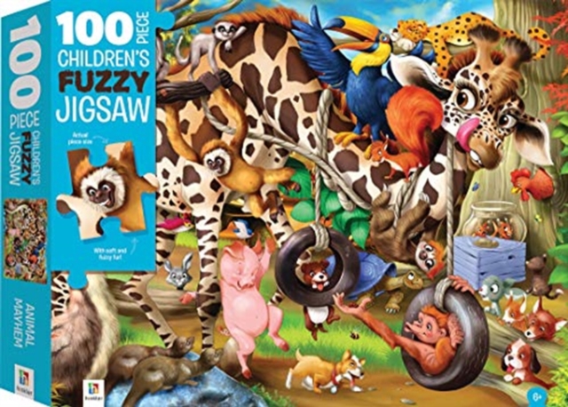 100-Piece Children's Fuzzy Jigsaw: Animal Mayhem, Jigsaw Book