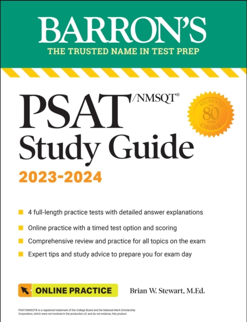 PSAT/NMSQT Study Guide, 2023: Comprehensive Review with 4 Practice Tests + an Online Timed Test Option, Paperback / softback Book
