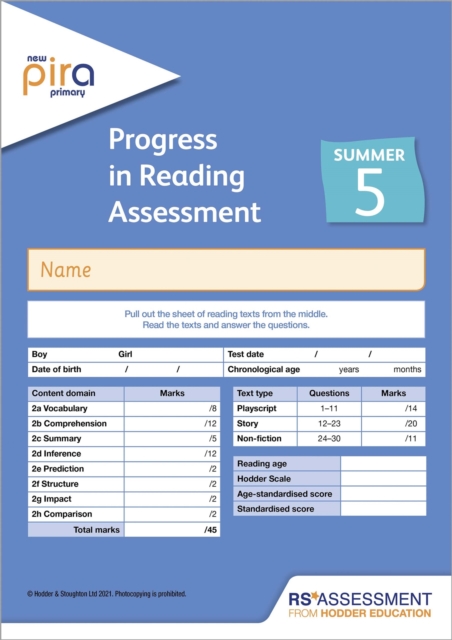New PiRA Test 5, Summer PK10 (Progress in Reading Assessment), Miscellaneous print Book