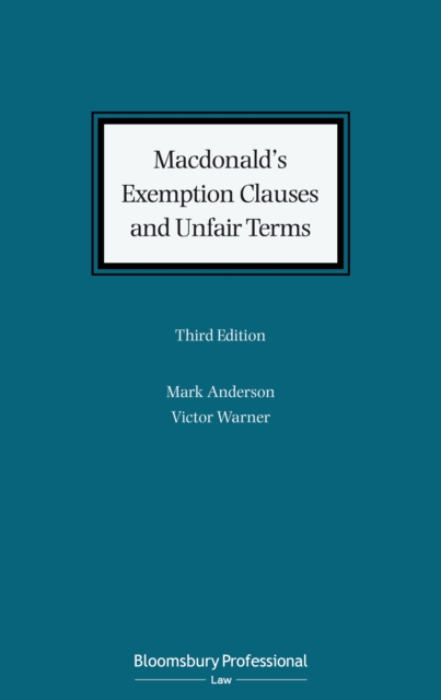 Macdonald's Exemption Clauses and Unfair Terms, PDF eBook