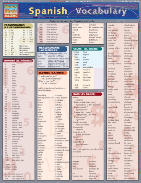 Spanish Vocabulary, Fold-out book or chart Book
