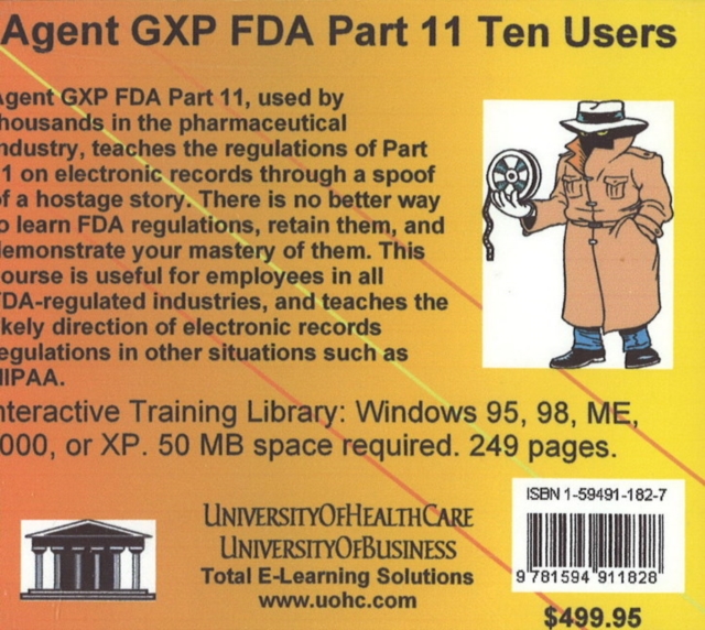 Agent GXP FDA, 10 Users : Pt. 11, CD-ROM Book