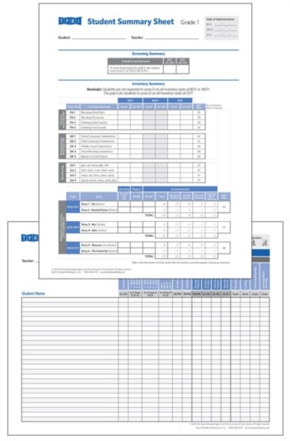 Student Record and Class Summary Sheets : Grade 1, Paperback / softback Book