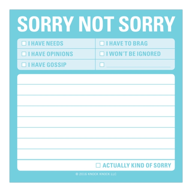 Sorry Not Sorry Sticky Note, Stickers Book